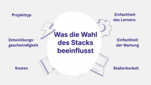 Einflussfaktoren auf die Wahl des Projekt-Stacks für optimale Entwicklungen.